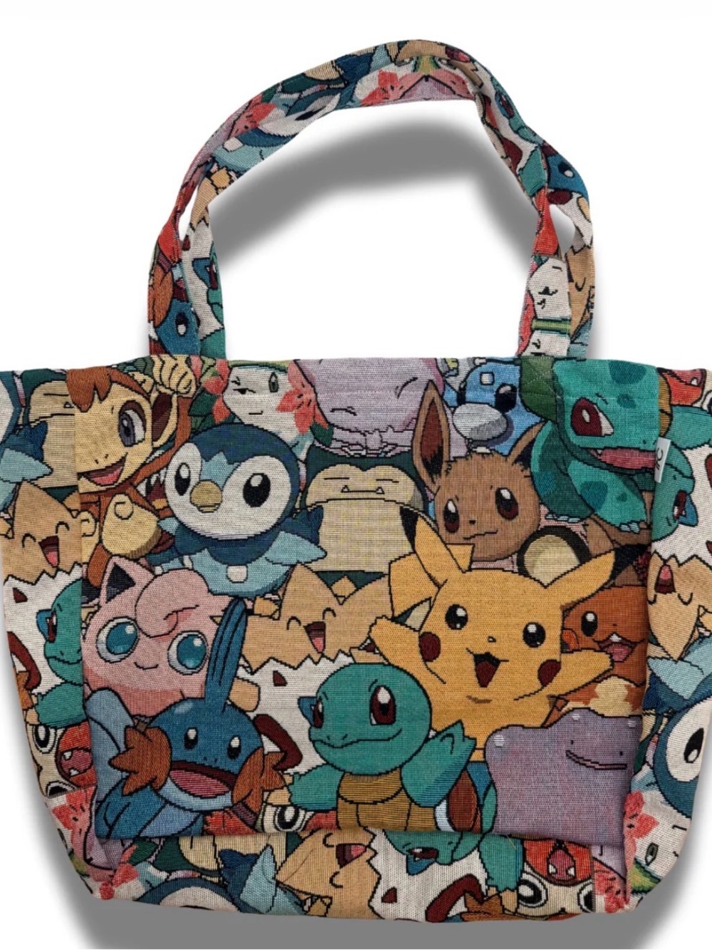 Pokemon Character Collage Canvas Tote - Colorful Pikachu & Friends (large tote)